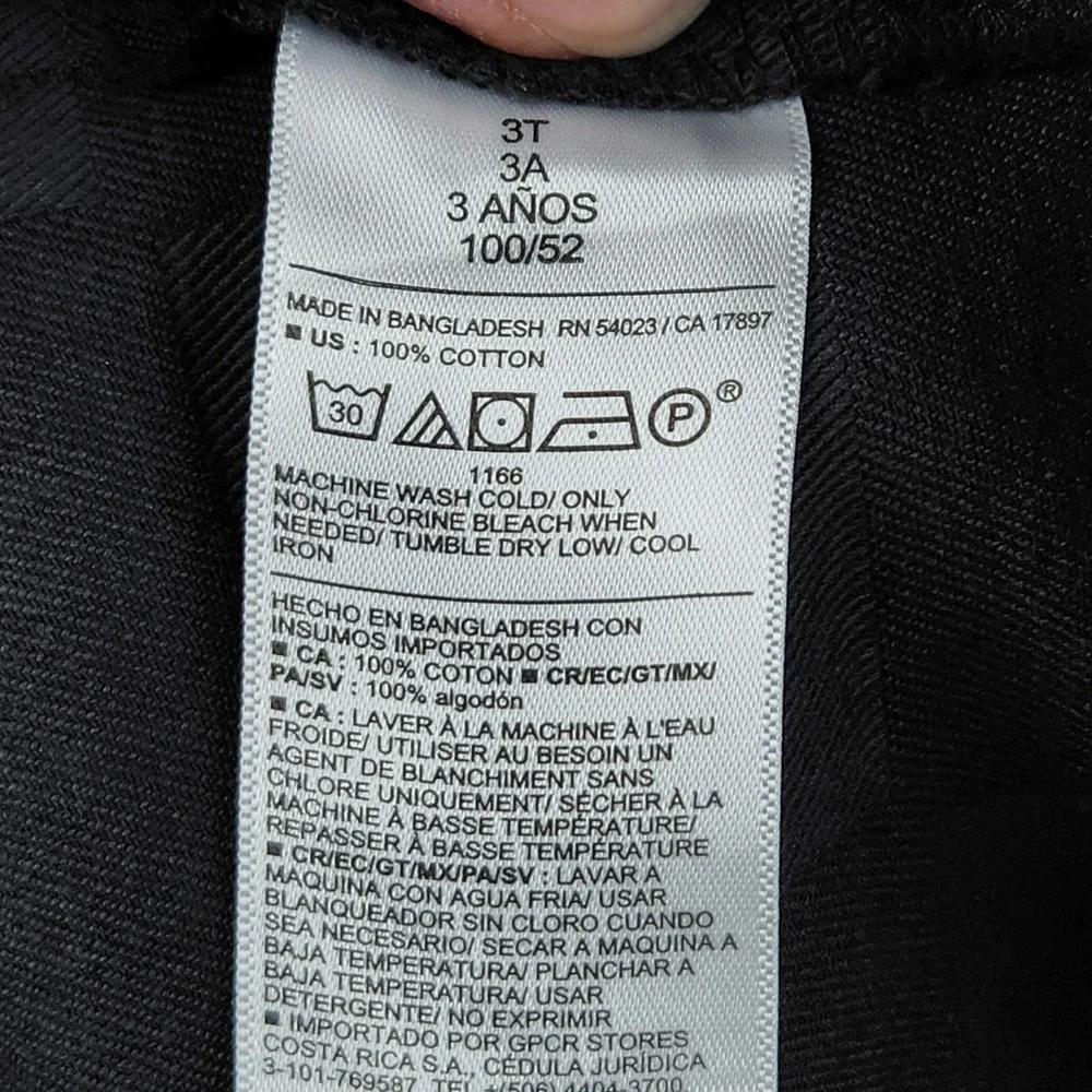 Old Navy‎ Twill Pocket Shirt Boys 3T Black Checkered Long Sleeve Button Up